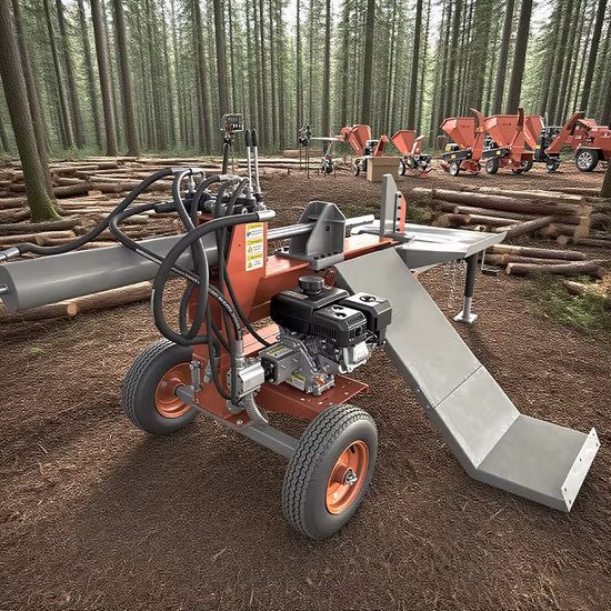 Hydraulische Brennholzschneide-Spaltmaschine, robuster horizontaler und vertikaler Benzin-/Benzin-Holzschneider, Holzspalter