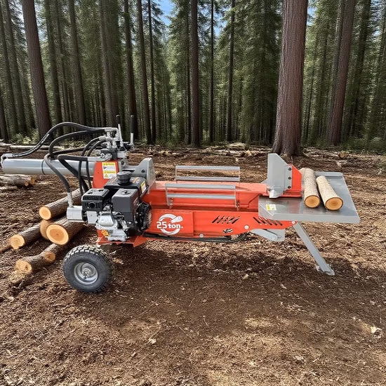 Hydraulische Brennholzschneide-Spaltmaschine, robuster horizontaler und vertikaler Benzin-/Benzin-Holzschneider, Holzspalter